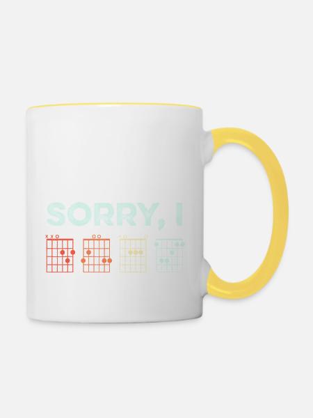 Sorry I DGAF Hidden Message Guitar Chords Music - Contrasting Mug - white/yellow