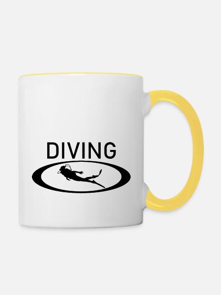 Diving Dive tauchen - Tasse zweifarbig - Weiß/Gelb