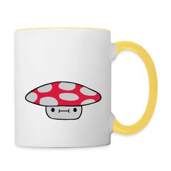 Petit champignon sucré - Mug contrasté - blanc/jaune - Droite