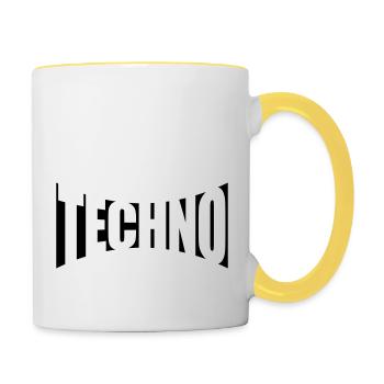 Party Musik Techno - Tasse zweifarbig - Weiß/Gelb - Rechts