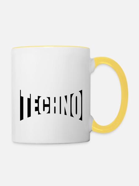 Party Musik Techno - Tasse zweifarbig - Weiß/Gelb