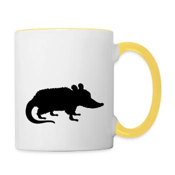 Silhouette Opossum Design - Contrasting Mug - white/yellow - Right