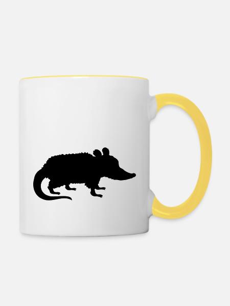 Silhouette Opossum Design - Tasse zweifarbig - Weiß/Gelb