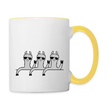 Team Comic Lamas - Tasse zweifarbig - Weiß/Gelb - Rechts