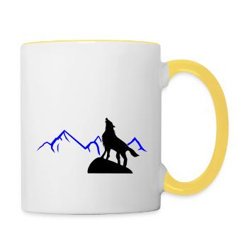 Wolf Cry Mountains - Tasse zweifarbig - Weiß/Gelb - Rechts