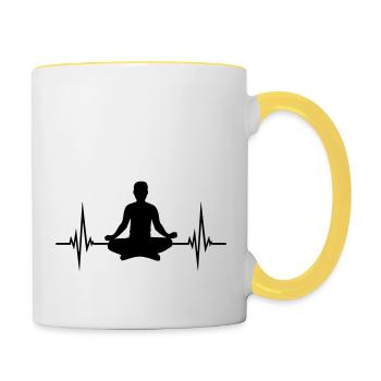 Heartbeat Yoga Position - Contrasting Mug - white/yellow - Right