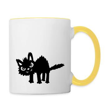 Evil funny cat - Contrasting Mug - white/yellow - Right