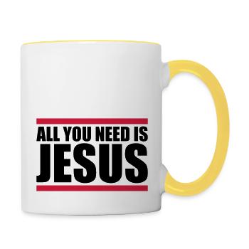Beam Need Jesus - Contrasting Mug - white/yellow - Right