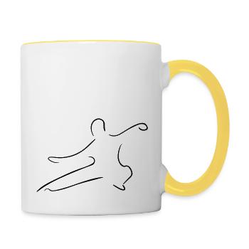 Qi Gong Line Art - Minimaliste - Mug contrasté - blanc/jaune - Droite