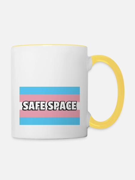 Trans Pride SICHERER RAUM - Tasse zweifarbig - Weiß/Gelb