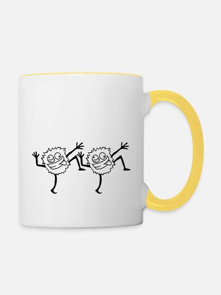 Team tanzende Monster - Tasse zweifarbig - Weiß/Gelb