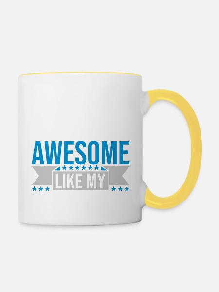Text einfügen Awesome Like - Tasse zweifarbig - Weiß/Gelb