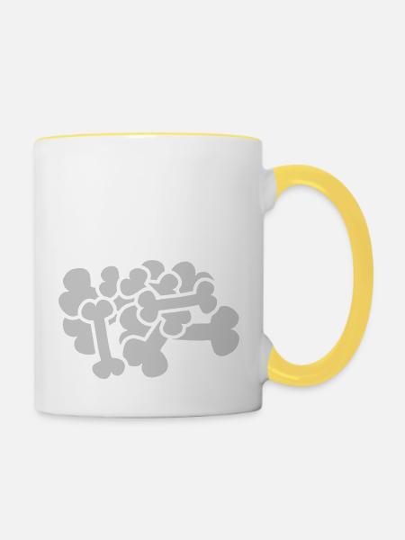 Design großer Knochen Haufen - Tasse zweifarbig - Weiß/Gelb