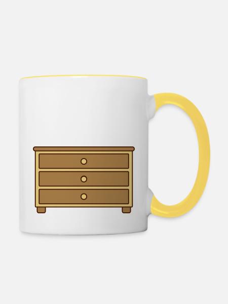 Schubladen Kommode Möbelstück Design - Tasse zweifarbig - Weiß/Gelb