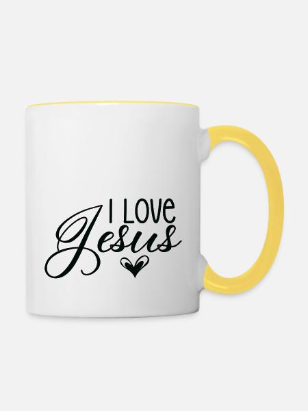 I Love Jesus - Tasse zweifarbig - Weiß/Gelb
