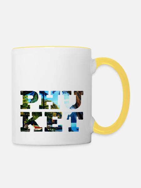 Phuket - Tasse zweifarbig - Weiß/Gelb