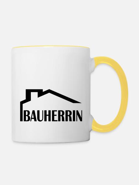 Bauherrin 2 - Tasse zweifarbig - Weiß/Gelb