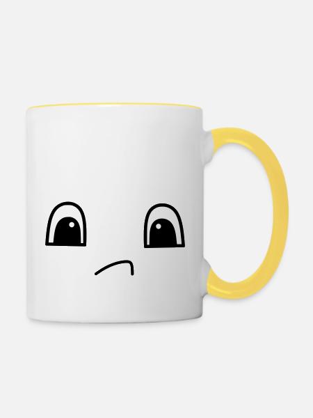 Cute sad face - Tasse zweifarbig - Weiß/Gelb