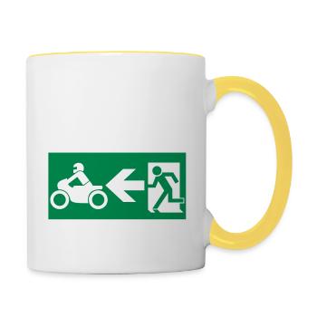 Emergency Exit Motorcycle Motocross Crossbike - Contrasting Mug - white/yellow - Right
