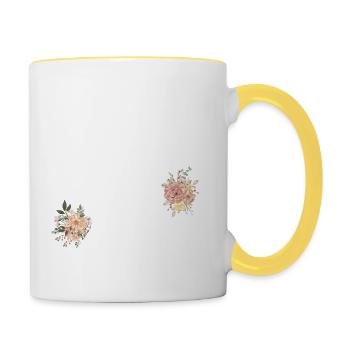 Blumen zum 54-jährigen Jubiläum (Geschenk von 54 Jahren) - Tasse zweifarbig - Weiß/Gelb - Rechts