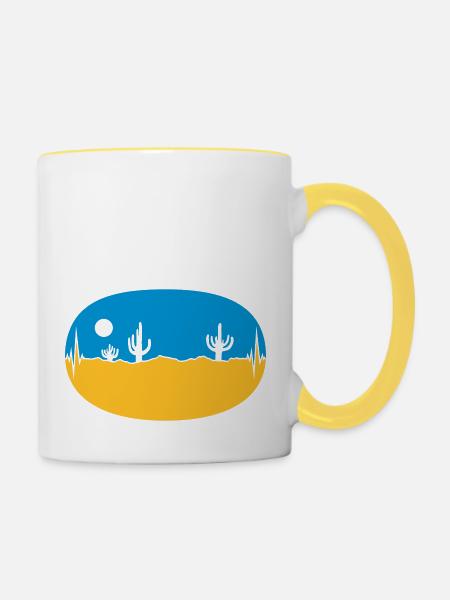 Skyline Frequenz Wüste Landschaft - Tasse zweifarbig - Weiß/Gelb