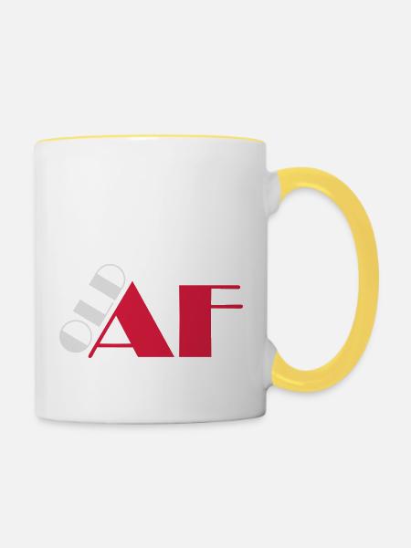 old AF Text Logo - Tasse zweifarbig - Weiß/Gelb