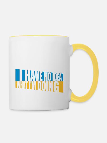 I Have No Idea - Tasse zweifarbig - Weiß/Gelb