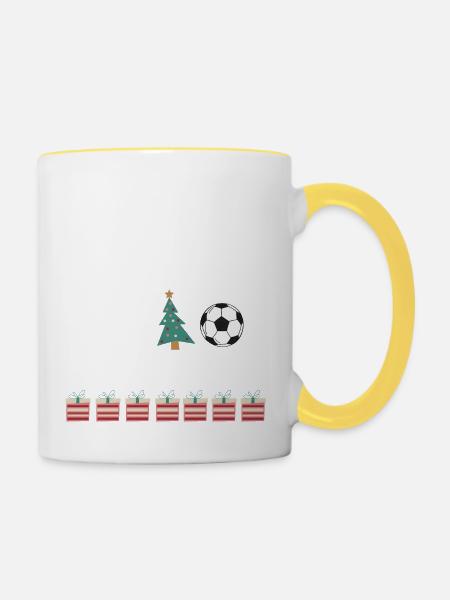 Frohe Ballnachten Lustig Funny Fußball Katar - Tasse zweifarbig - Weiß/Gelb