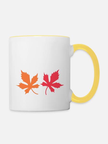 Blätter - Tasse zweifarbig - Weiß/Gelb