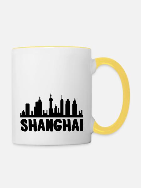 Shanghai - Tasse zweifarbig - Weiß/Gelb