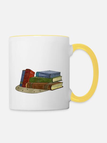Buch - Tasse zweifarbig - Weiß/Gelb