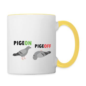 Pigeon Pigeoff - Ornithologue Ornithologue Cochon d’observation des oiseaux - Mug contrasté - blanc/jaune - Droite
