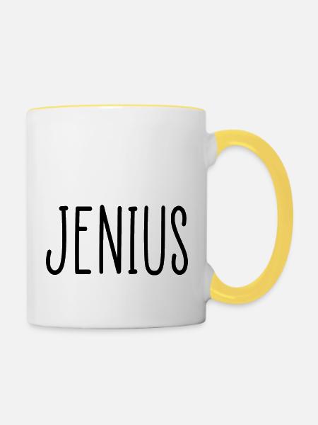 Jenius lustiges Zitat - Tasse zweifarbig - Weiß/Gelb