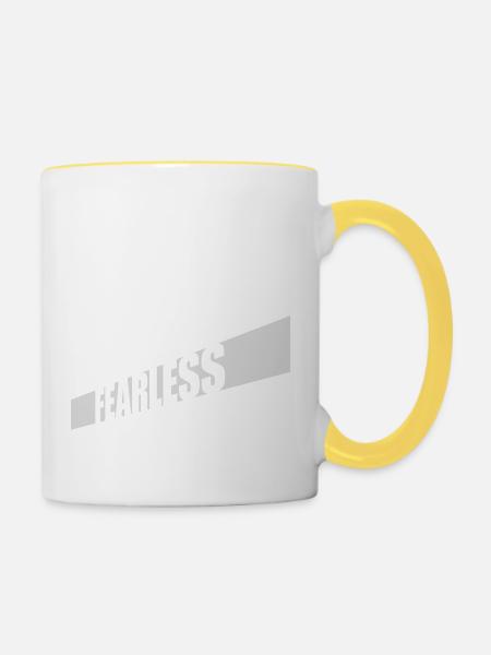 fearless Text Zitat Design - Tasse zweifarbig - Weiß/Gelb
