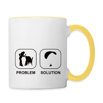 Gleitschirmfliegen Paragleiter Parapente - Mug contrasté - blanc/jaune - Droite