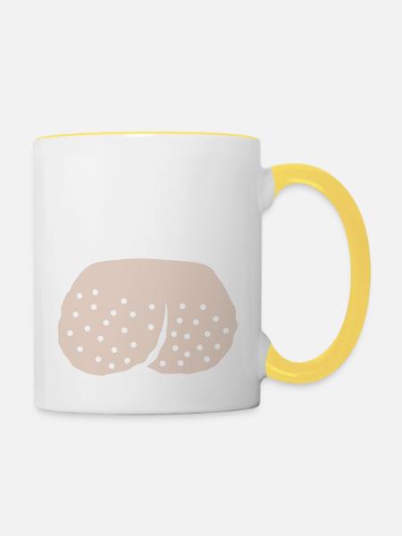 Hoden Comic rasierte Eier - Tasse zweifarbig - Weiß/Gelb