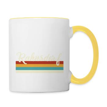 Rahnsdorf - Treptow - Köpenick - Berlin - Retro - Tasse zweifarbig - Weiß/Gelb - Rechts