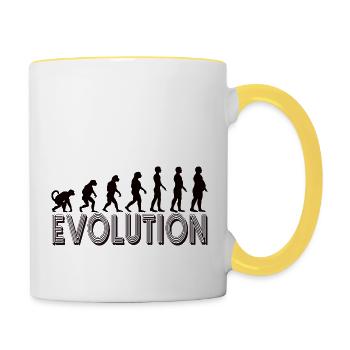 Evolution of man - Für Männer mit Bauch - Tasse zweifarbig - Weiß/Gelb - Rechts