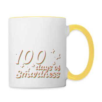 100 days of school Geschenkidee - Tasse zweifarbig - Weiß/Gelb - Rechts