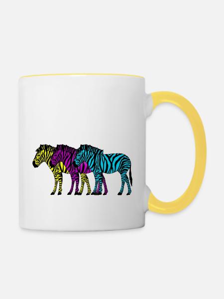 Zebras - Tasse zweifarbig - Weiß/Gelb