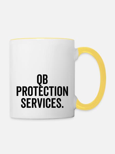 QB Protection Services - Tasse zweifarbig - Weiß/Gelb