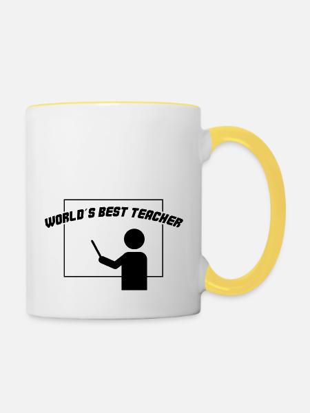 worlds best teacher - Tasse zweifarbig - Weiß/Gelb