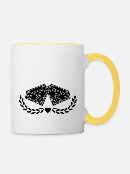 Diamonds - Tasse zweifarbig - Weiß/Gelb