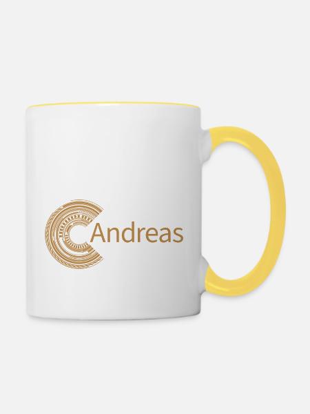 Für Andreas - Tasse zweifarbig - Weiß/Gelb