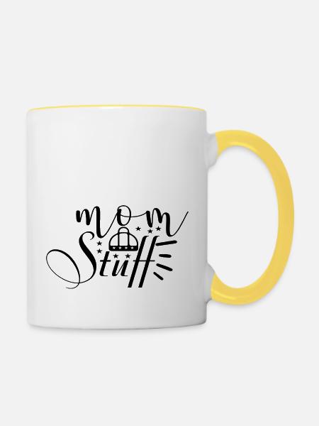 Mom Stuff - Tasse zweifarbig - Weiß/Gelb