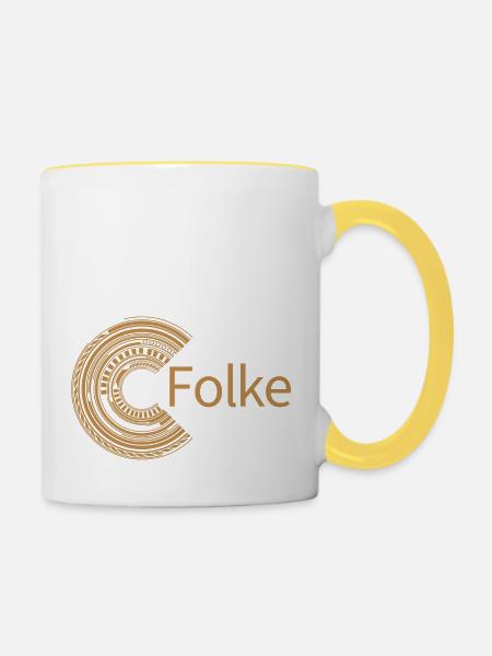 Für Folke - Tasse zweifarbig - Weiß/Gelb