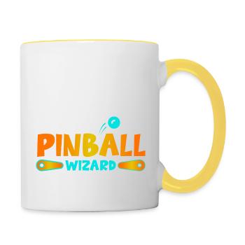 Flipper spielen Flipperautomat Pinball Wizard - Tasse zweifarbig - Weiß/Gelb - Rechts