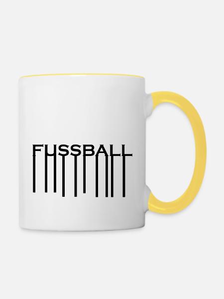 Fußball Soccer - Tasse zweifarbig - Weiß/Gelb