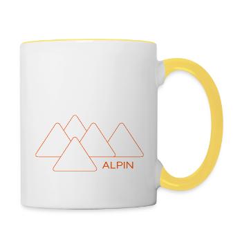 Alpin Bergwanderung Gipfelgrat Hüttengaudi Berg - Tasse zweifarbig - Weiß/Gelb - Rechts
