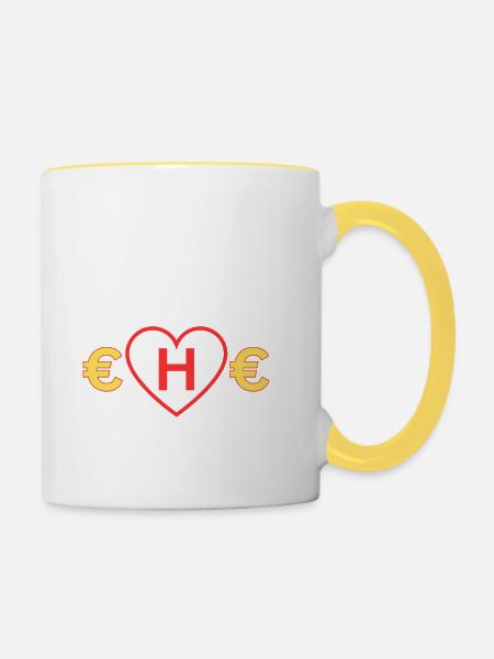 Teure Ehe - Tasse zweifarbig - Weiß/Gelb